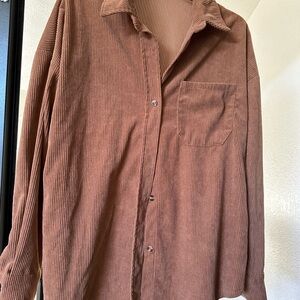 Brown Corduroy Button-Up Shirt